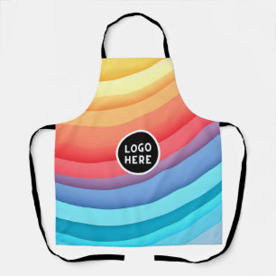 Abstract Vibrant Rainbow Waves Add your Logo Apron