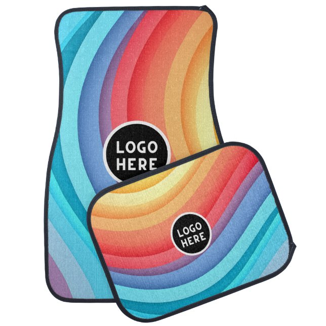 Abstract Vibrant Rainbow Waves | Add your Logo Car Floor Mat (Set)