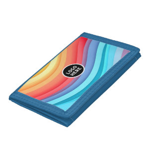Abstract Vibrant Rainbow Waves Add your Logo Tri-fold Wallet