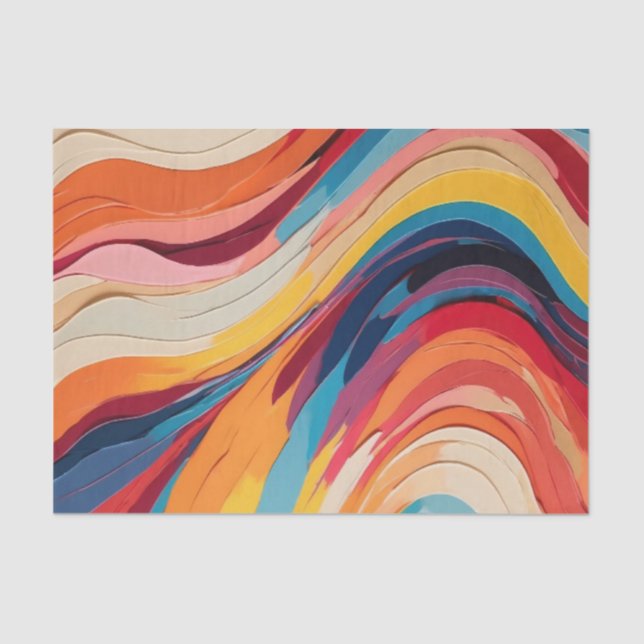 Abstract Vibrant Rainbow Wavy Stripes  Tissue Paper (Front)