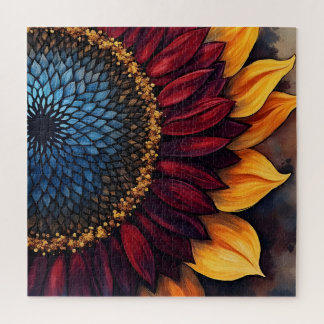 Abstract Vibrant Sunflower and Sunflower Seeds Jigsaw Puzzle