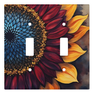 Abstract Vibrant Sunflower and Sunflower Seeds  Light Switch Cover
