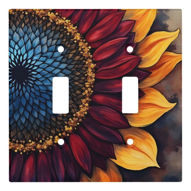 Abstract Vibrant Sunflower and Sunflower Seeds  Light Switch Cover (Front)