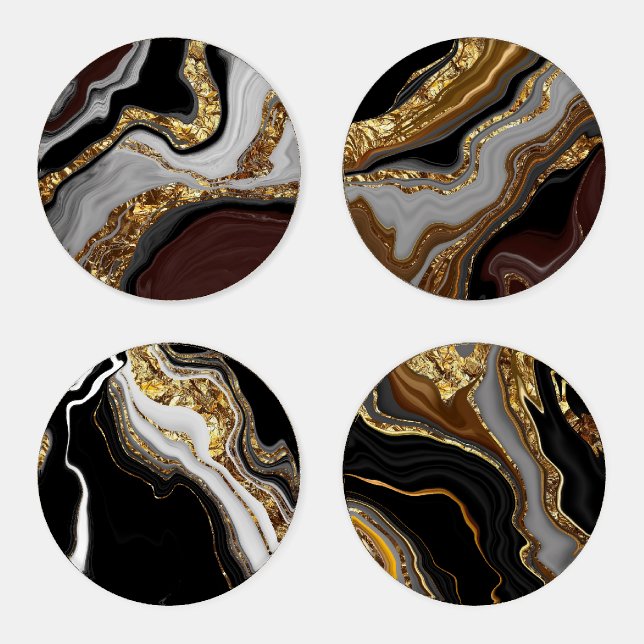 abstract vibratory, fluid art, coaster set (Set)