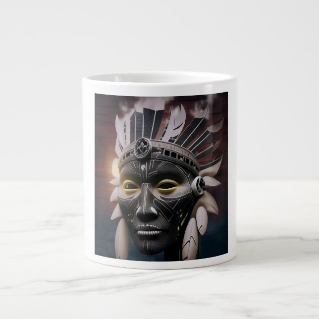 Abstract View Of Native American Chief Giant Coffee Mug (Front)
