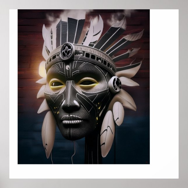 Abstract View Of Native American Chief Poster (Front)