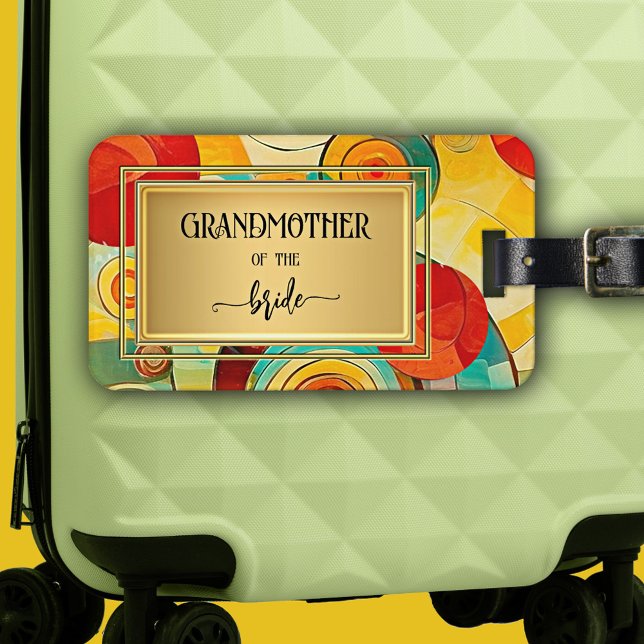 Abstract Vintage Art Grandmother Luggage Tag (Luggage tag featuring a vintage abstract art design in vibrant colors. Nice as a gift for grandma)