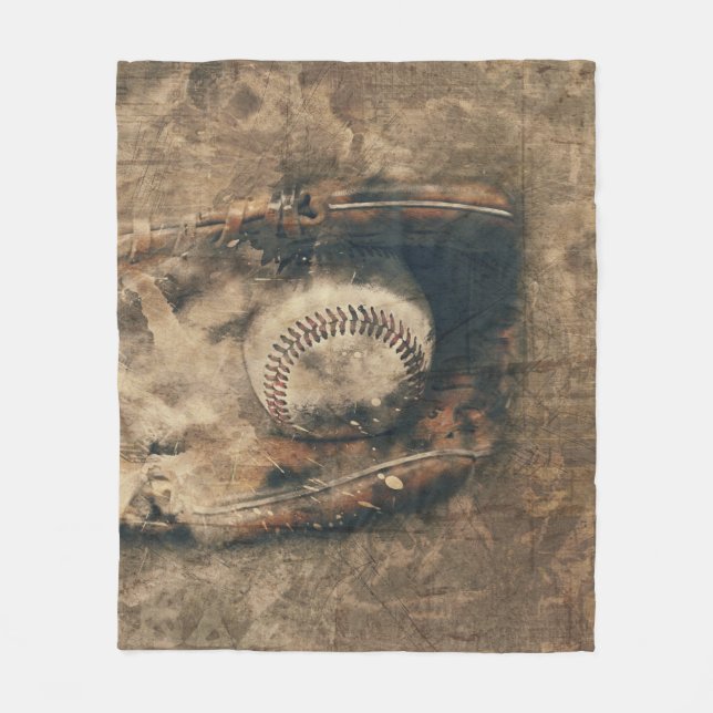 Abstract Vintage Baseball Fleece Blanket (Front)