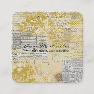 Abstract Vintage Collage Square Business Card