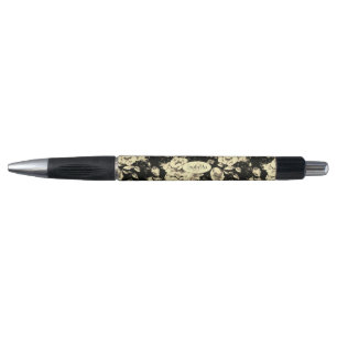 Abstract vintage floral sparkle glass Monogram  Pen
