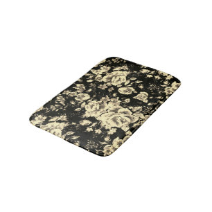 Abstract vintage floral sparkle glass texture bath mat