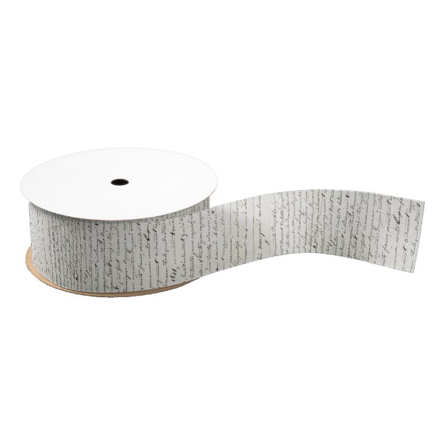 Abstract Vintage French Handwritten Script Ribbon (Spool)