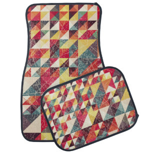 Abstract, vintage geometric backgroundpattern,colo car floor mat