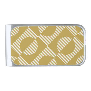 Abstract Vintage Geometric Seamless Silver Finish Money Clip