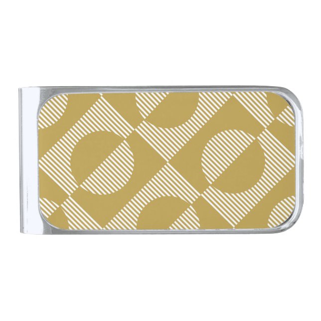 Abstract Vintage Geometric Seamless Silver Finish Money Clip (Front)