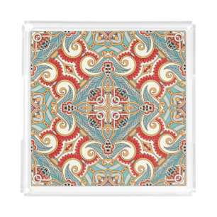 Abstract Vintage Graphical Repeat Wallpaper Acrylic Tray