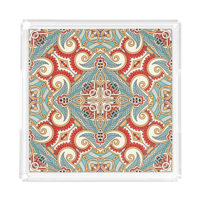 Abstract Vintage Graphical Repeat Wallpaper Acrylic Tray (Front)