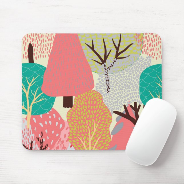 Abstract Vintage Green Trees  Mouse Pad (With Mouse)