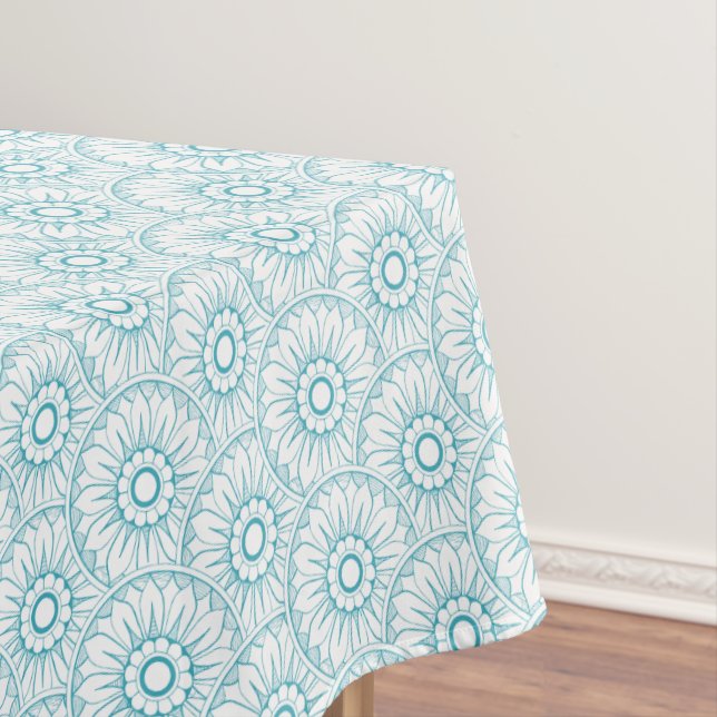 Abstract Vintage Medallion Pattern Tablecloth (In Situ)