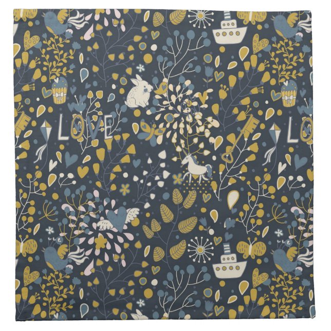 Abstract vintage pattern cloth napkin (Front)