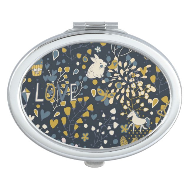 Abstract vintage pattern compact mirror (Front)
