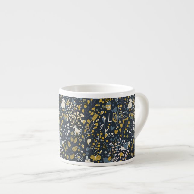 Abstract vintage pattern espresso cup (Front Right)
