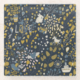 Abstract vintage pattern glass coaster