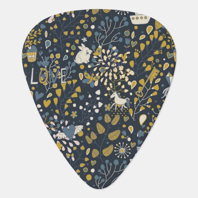 Abstract vintage pattern guitar pick (Front)