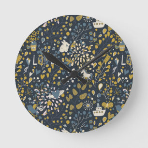 Abstract vintage pattern round clock