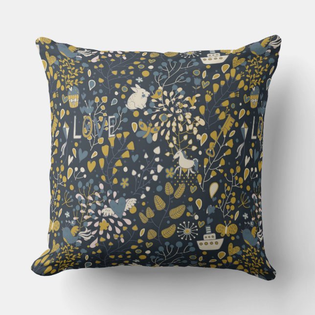 Abstract vintage pattern throw pillow (Front)