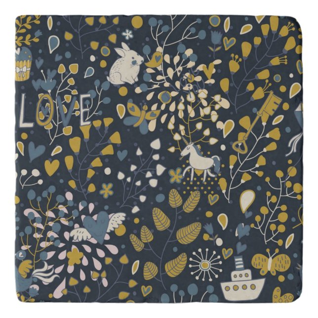 Abstract vintage pattern trivet (Front)