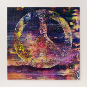 Abstract Vintage Peace Sign Jigsaw Puzzle. Puzzle
