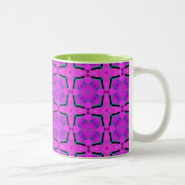 Abstract Violet Pink Geometric Vibrant Cubes Coffee Mugs