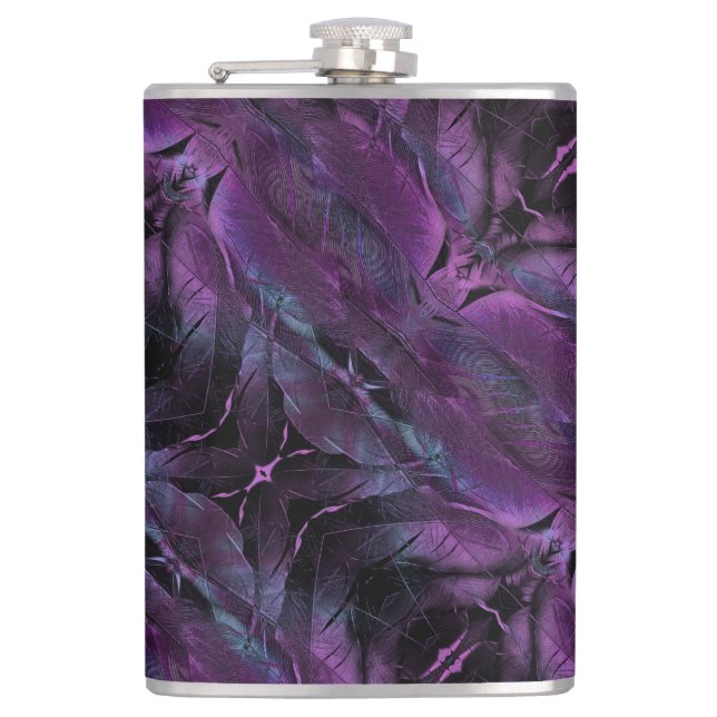Abstract Violet Purple Black Blue Design Flask (Front)