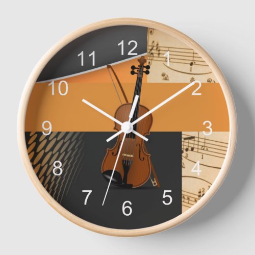 Abstract Violin Design Clock