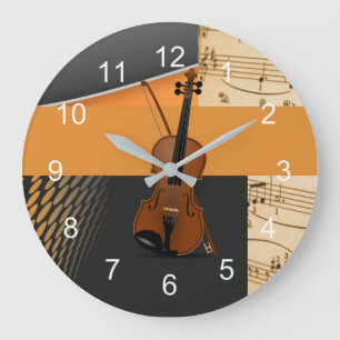 Abstract Violin Design Large Clock