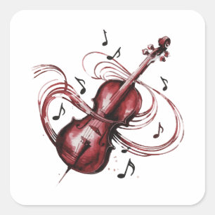 abstract violin square sticker