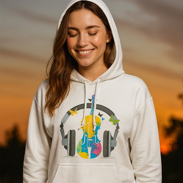 Abstract Violin with Headphones and Music Art  Hoodie (Creator Uploaded)