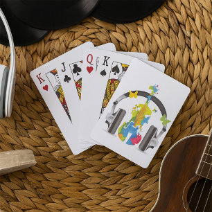 Abstract Violin with Headphones and Music Art Poker Cards