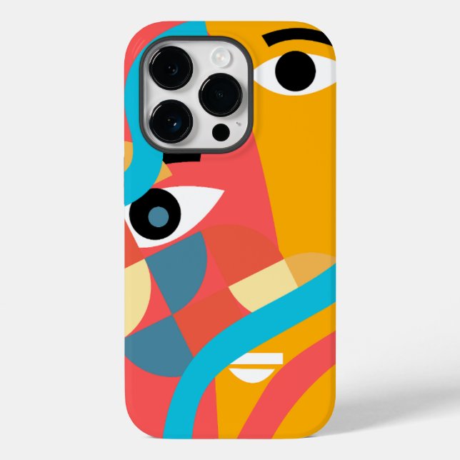 Abstract Vivid Color Face Art iPhone Case (Back)