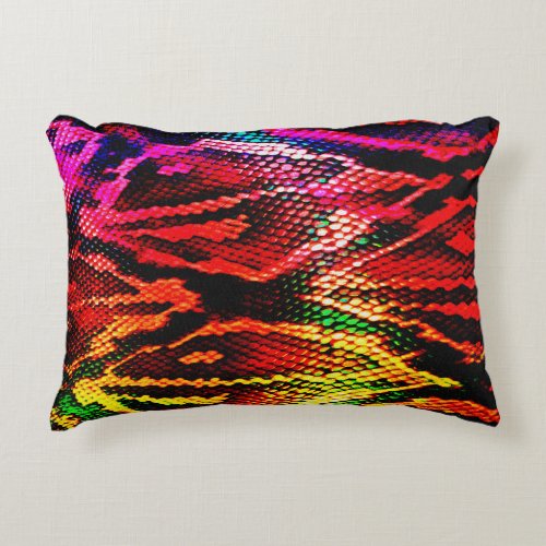 Abstract Vivid Colorful Animal Skin Accent Pillow