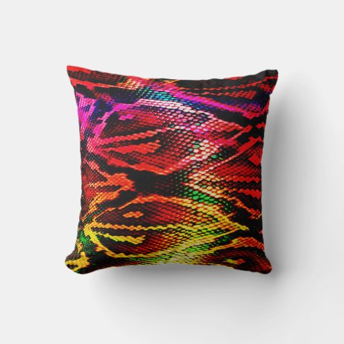 Abstract Vivid Colorful Animal Skin Throw Pillow