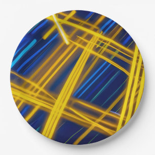 Abstract Vivid Cyberpunk Light Beam Chaotic Energy Paper Plates