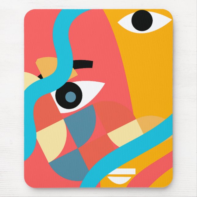 Abstract Vivid Face Art  Mouse Pad (Front)