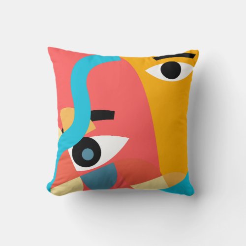 Abstract Vivid Face Art  Throw Pillow