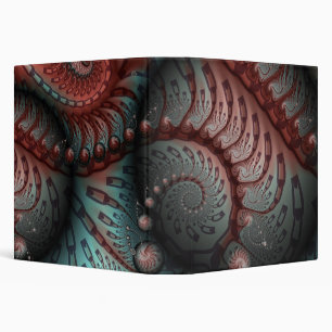 Abstract Vivid Fantasy Fractal Art Brown Blue 3 Ring Binder