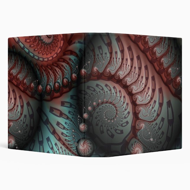 Abstract Vivid Fantasy Fractal Art Brown Blue 3 Ring Binder (Background)