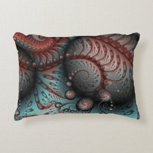 Abstract Vivid Fantasy Fractal Art Brown Blue Accent Pillow