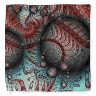 Abstract Vivid Fantasy Fractal Art Brown Blue Bandana