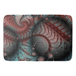 Abstract Vivid Fantasy Fractal Art Brown Blue Bath Mat